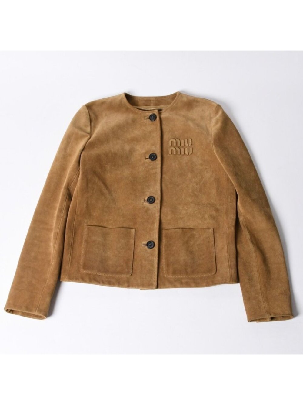 Miu Miu Natural Suede Jacket Leather Khaki 36